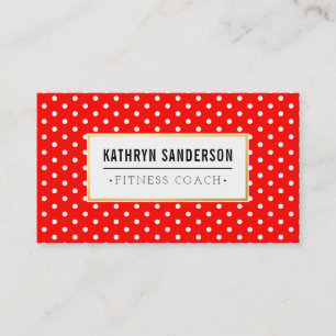 Carte De Visite Logo or MOTIF MODERNE Poche point rouge blanc