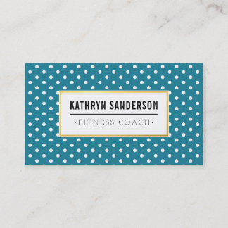 Carte De Visite Logo or MOTIF MODERNE Poche point turquoise bleu b
