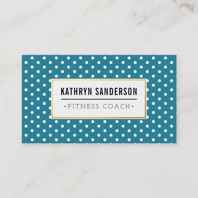 Carte De Visite Logo or MOTIF MODERNE Poche point turquoise bleu b (Devant)
