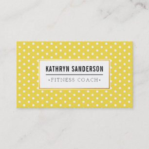 Carte De Visite Logo or MOTIF MODERNE poka dot jaune blanc