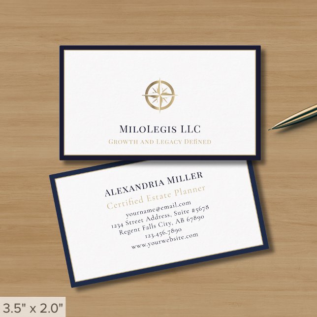 Carte De Visite Logo Or Professionnel Bleu Nuit Or (Créateur téléchargé)
