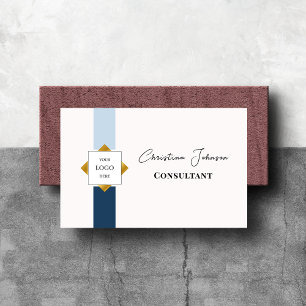 Carte De Visite Logo Or tendance Blue Stripes