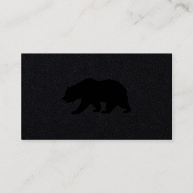 Carte De Visite Logo Ours Grizzly Luxe Noir (Devant)