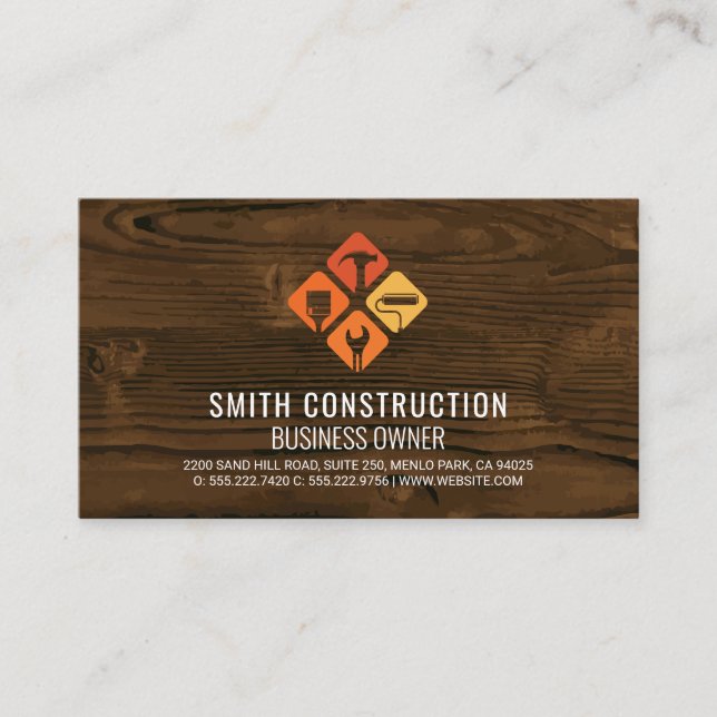 Carte De Visite Logo Outils de Constructeur | Réparation de Maison (Devant)