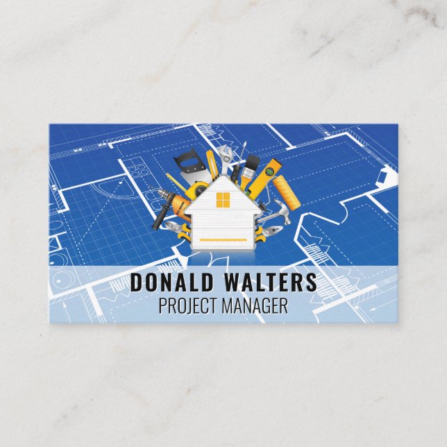 Carte De Visite Logo Outils de la maison | Plan directeur | Constr (Devant)