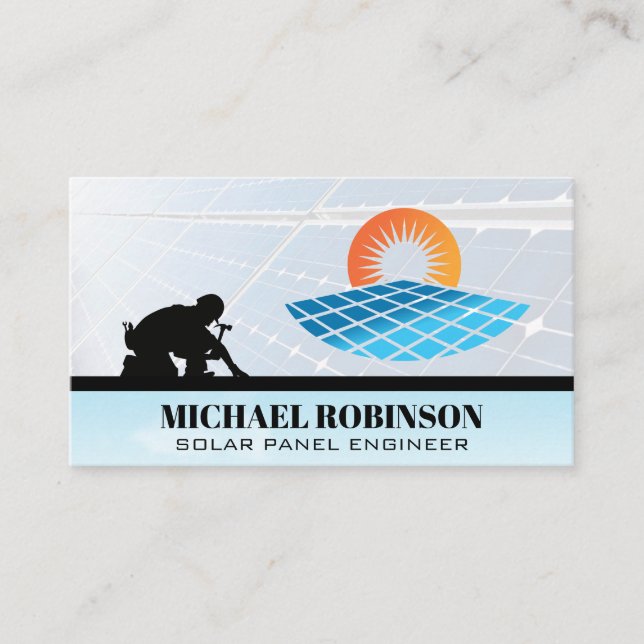 Carte De Visite Logo Panneaux solaires | Technicien en énergie (Devant)