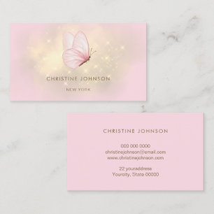 Carte De Visite logo papillon aquarelle rose