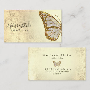 Carte De Visite logo papillon parties scintillant or
