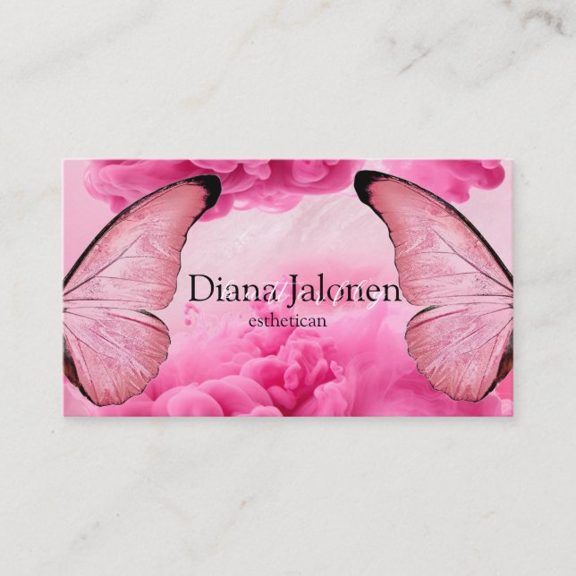 Carte De Visite logo papillon sur étincelle faux rose (Devant)