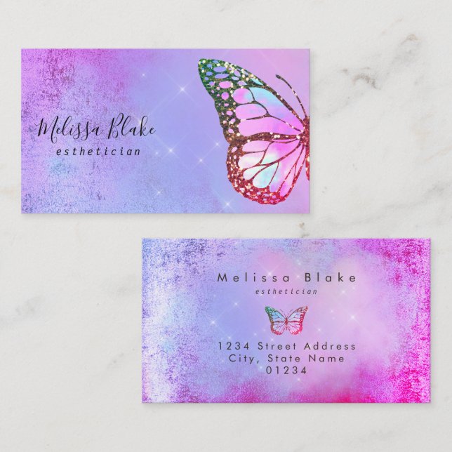 Carte De Visite logo papillon violet (Devant / Derrière)
