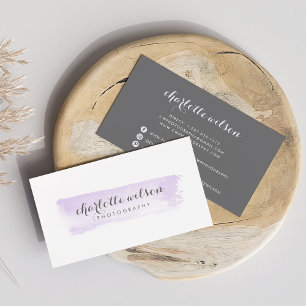 Carte De Visite Logo Pastel Lavender et Grey Watercolor