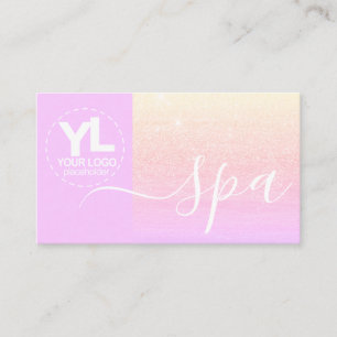 Carte De Visite Logo Pastel Pink Glam Modèle Parties scintillant