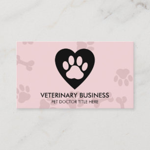 Carte De Visite Logo Patte dans le cœur Service de toilettage et d