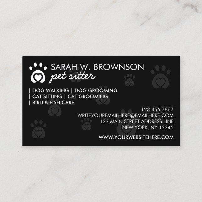 Carte De Visite Logo Patte de Compassion pour Chien ou Chat (Devant)