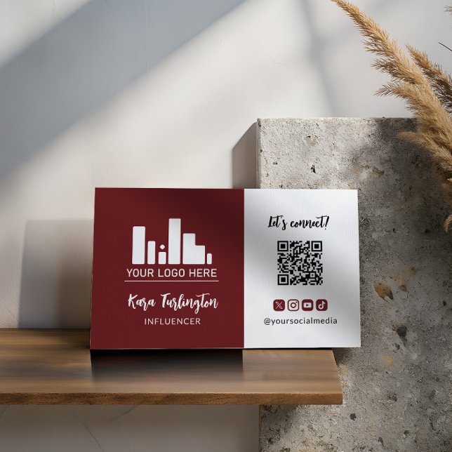 Carte De Visite Logo Perse Plum Code QR Photo Médias sociaux (Créateur téléchargé)