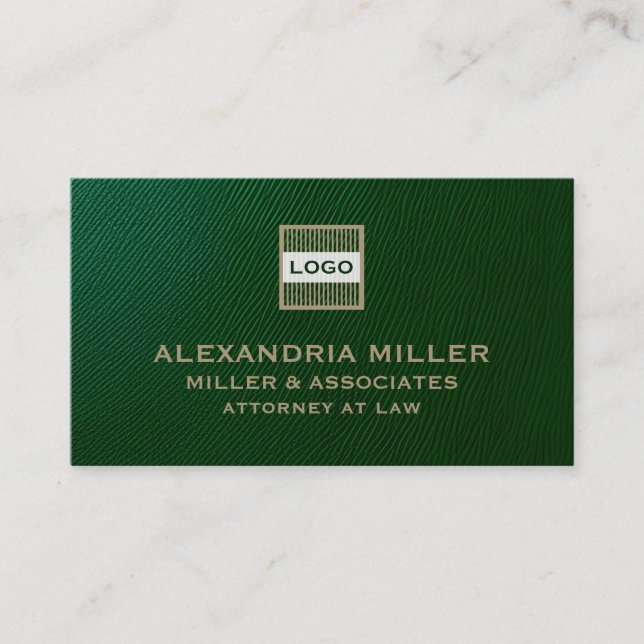 Carte De Visite Logo personnalisable Emerald Green et Gold (Devant)