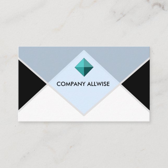 Carte De Visite Logo personnalisable noir et bleu clair (Devant)