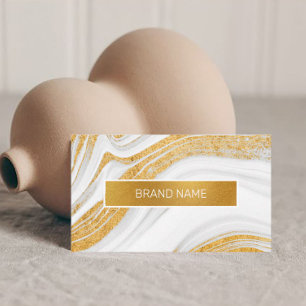 Carte De Visite Logo personnalisé Abstrait de White and Gold Foil