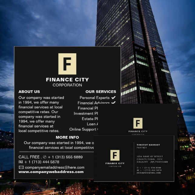 Carte De Visite Logo personnalisé, affaires et finances profession (Créateur téléchargé)