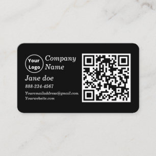 Carte De Visite Logo personnalisé avec code QR et icônes de médias