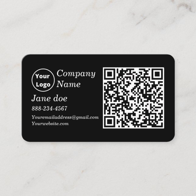 Carte De Visite Logo personnalisé avec code QR et icônes de médias (Devant)