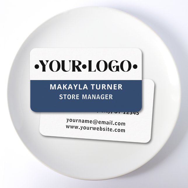 Carte De Visite Logo personnalisé bleu (Créateur téléchargé)
