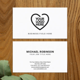 Carte De Visite Logo personnalisé centré minimaliste sur fond blan