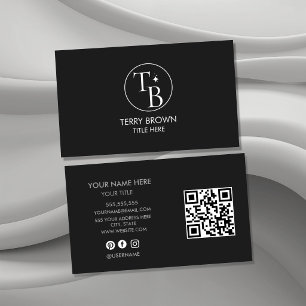 Carte De Visite Logo personnalisé Cercle Professionnel Noir Entrep