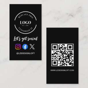 Carte De Visite Logo personnalisé Code QR Let's Get Social Media w