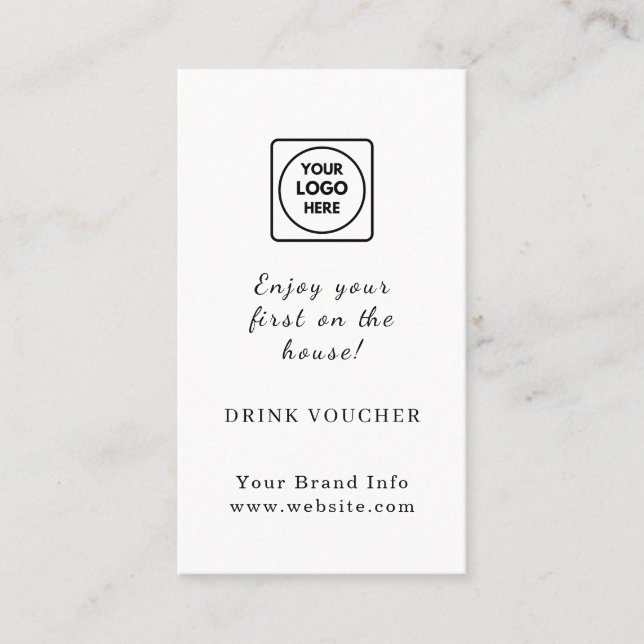 Carte De Visite Logo personnalisé | Conception de bon de boisson p (Devant)