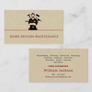 Carte De Visite logo personnalisé construction bricoleur moderne