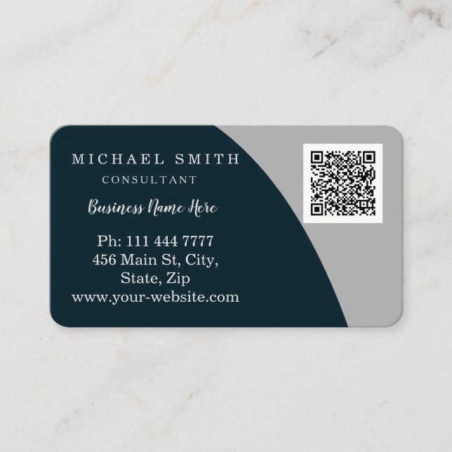 Carte De Visite Logo personnalisé de code QR d'entreprise (Devant)