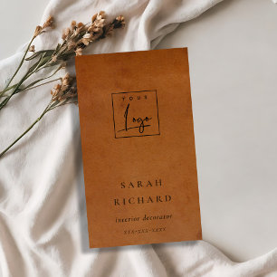 Carte De Visite Logo personnalisé de la texture en cuir rustique m