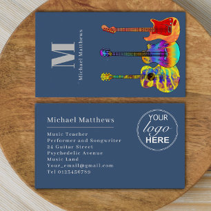 Carte De Visite Logo personnalisé de l'enseignant de musique guita