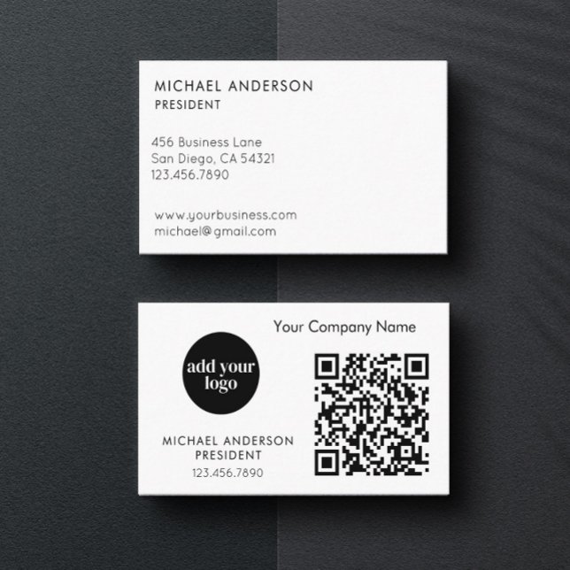 Carte De Visite Logo personnalisé d'entreprise moderne et code QR (Créateur téléchargé)