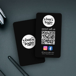 Carte De Visite Logo personnalisé des médias sociaux QR Code noir 