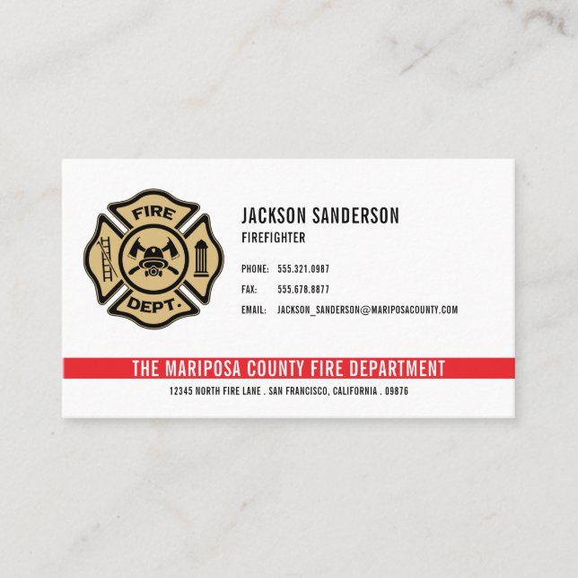 Carte De Visite Logo personnalisé du service d'incendie des pompie (Devant)