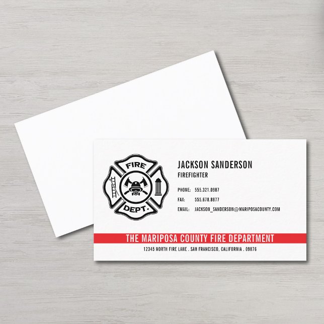 Carte De Visite Logo personnalisé du service d'incendie des pompie (Personalized Firefighter Fire Department Logo Business Card)