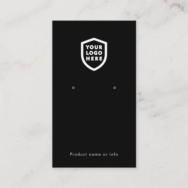 Carte De Visite Logo personnalisé | Écran d'oreille noir moderne (Devant)