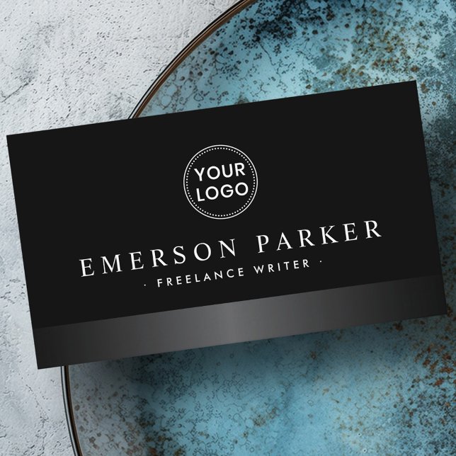 Carte De Visite Logo personnalisé élégant en satin (Stylish satin gray border custom logo professional business card)