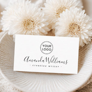 Carte De Visite Logo personnalisé élégant script blanc