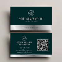 Logo personnalisé élégant vert Silver QR Code
