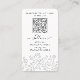 Carte De Visite Logo personnalisé et code QR Boucles blanches Cart