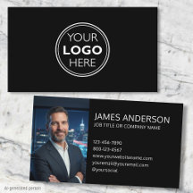 Logo personnalisé et photo Minimaliste Noir Modern