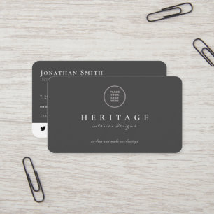 Carte De Visite Logo personnalisé gris chic moderne médias socia