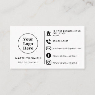 Carte De Visite logo personnalisé icônes de médias sociaux minimal