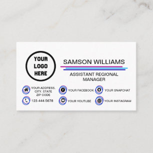 Carte De Visite Logo personnalisé Icônes de médias sociaux moderne