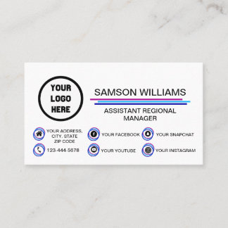 Carte De Visite Logo personnalisé Icônes de médias sociaux moderne