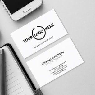 Carte De Visite Logo Personnalisé Lengthwise Minimaliste Sur Blanc
