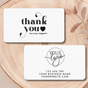 Carte De Visite Logo personnalisé Merci pour votre soutien Rétro